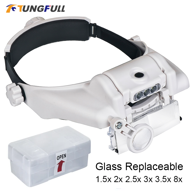 Electronics Repair Glasses - Led bandana lupa profissional lupas mãos