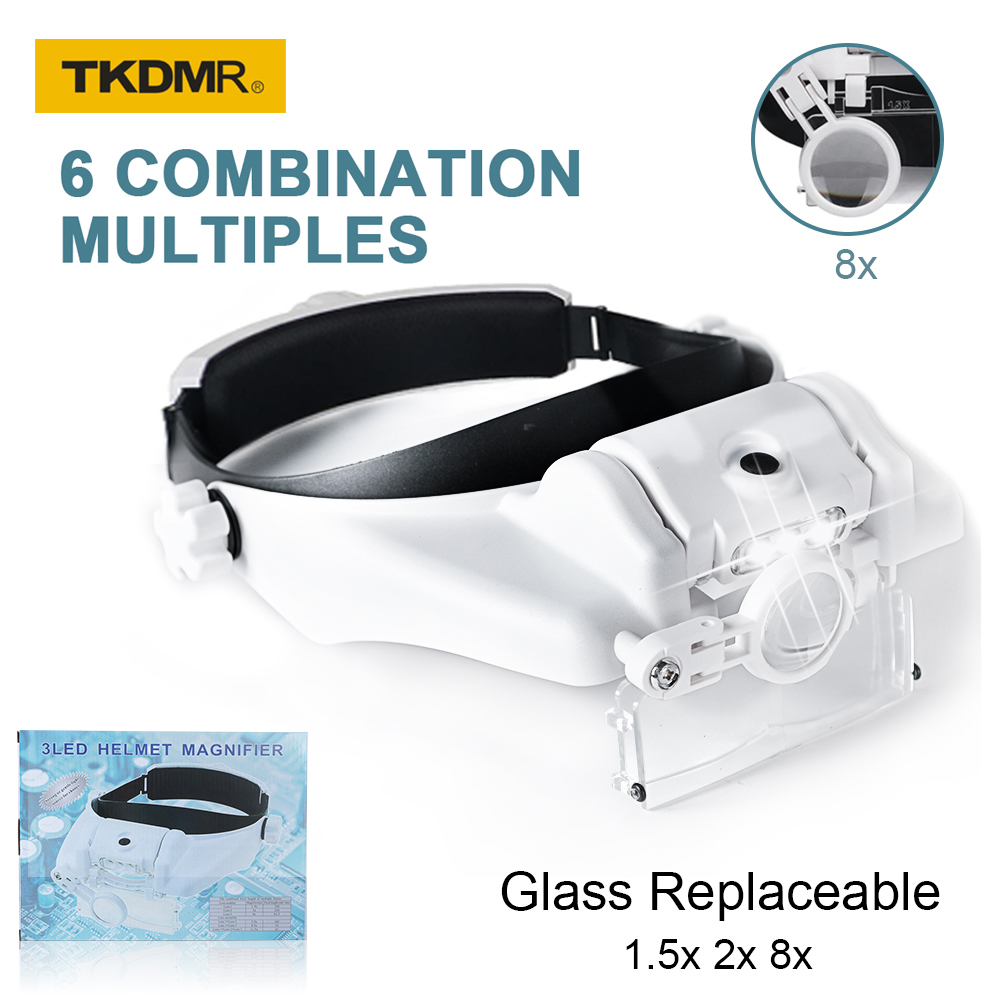 TKDMR-LED Headband Magnifier,  - Electronics Repair Glasses avaliação e preço