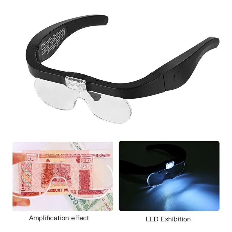 Lupas montadas na cabeça com 2 - Electronics Repair Glasses avaliação e preço